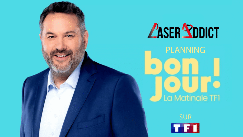 Bruce Toussaint dans Bonjour ! La Matinale TF1 lors de l’annonce de la campagne LaserAddict